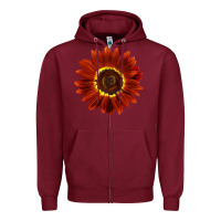 Burgundy Rouge Royale Sunflower Zipper Hoodie - LillyAllenDesigns