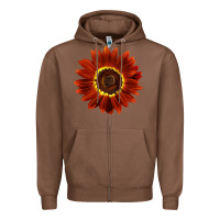 Chestnut Rouge Royale Sunflower Zipper Hoodie - LillyAllenDesigns