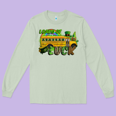 Loads Of Luck School Bus Long Sleeve Tee Designed By Cowgirlartshop