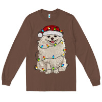 Chestnut white pomeranian with christmas lights Long Sleeve Tee - RanaPortraitStore