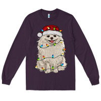 Plum white pomeranian with christmas lights Long Sleeve Tee - RanaPortraitStore