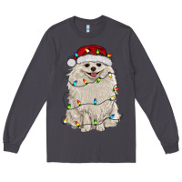 Smoke white pomeranian with christmas lights Long Sleeve Tee - RanaPortraitStore