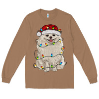 Toasted Coconut white pomeranian with christmas lights Long Sleeve Tee - RanaPortraitStore