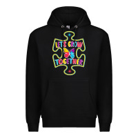 Black Let s Grow Together Premium Hoodie - CowhideDigitalArt