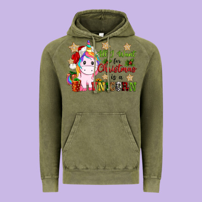 All I Want For Christmas Is A Unicorn Vintage Hoodie Designed By Cowgirlartshop