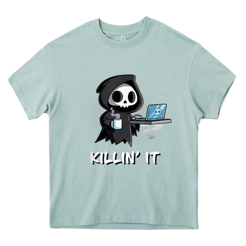Killin' It Shirt Funny Grim Reaper Halloween Sarcasm Heavy Core Tee by trangStudio | Teevron