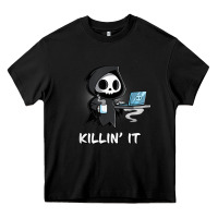 Black killin' it shirt funny grim reaper halloween sarcasm Heavy Core Tee - trangStudio