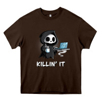 Chocolate Brown killin' it shirt funny grim reaper halloween sarcasm Heavy Core Tee - trangStudio