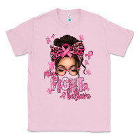 Bubblegum Pink pray fight believe breast cancer afro messy bun Classic Tee - texasbilliewilder