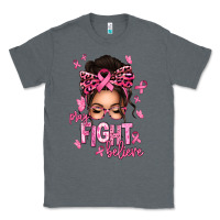 Charcoal Heather pray fight believe breast cancer afro messy bun Classic Tee - texasbilliewilder