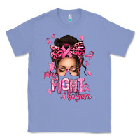 Colony Blue pray fight believe breast cancer afro messy bun Classic Tee - texasbilliewilder