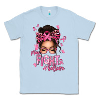 Dusty Blue pray fight believe breast cancer afro messy bun Classic Tee - texasbilliewilder