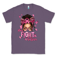 Lavender pray fight believe breast cancer afro messy bun Classic Tee - texasbilliewilder