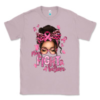 Lilac pray fight believe breast cancer afro messy bun Classic Tee - texasbilliewilder