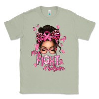 Matcha pray fight believe breast cancer afro messy bun Classic Tee - texasbilliewilder