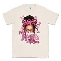 Natural pray fight believe breast cancer afro messy bun Classic Tee - texasbilliewilder