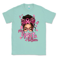 Seafoam pray fight believe breast cancer afro messy bun Classic Tee - texasbilliewilder
