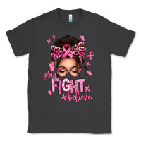 Smoke pray fight believe breast cancer afro messy bun Classic Tee - texasbilliewilder