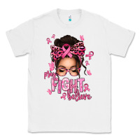 White pray fight believe breast cancer afro messy bun Classic Tee - texasbilliewilder