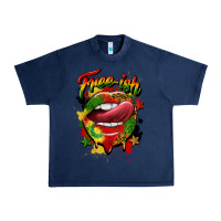 Navy free ish juneteenth lips Urban Heavy Tee - CowGirlArtShop
