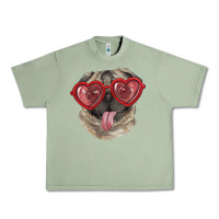 Oil Green pug with love glasses Urban Heavy Tee - RanaPortraitStore