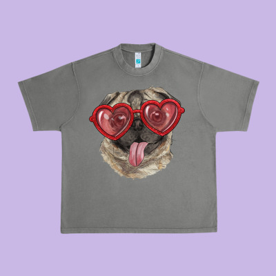 Pug With Love Glasses Urban Heavy Tee Designed By Ranaportraitstore