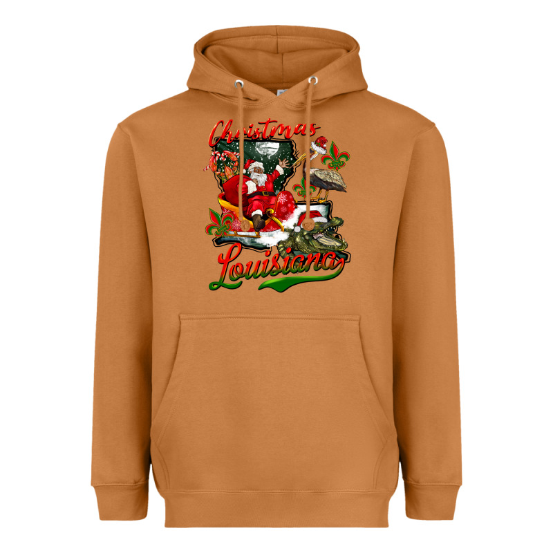 Louisiana Christmas With  Afro Santa Heavyweight Hoodie by BarkalooDesign | Teevron