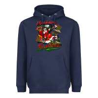 Navy louisiana christmas with  afro santa Heavyweight Hoodie - BarkalooDesign