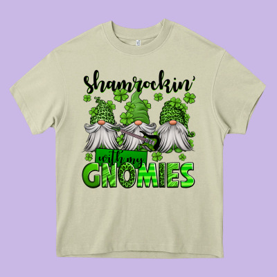 Shamrockin' With My Gnomies St Patrick's Day Heavy Core Tee Designed By Jasminsmagicworld
