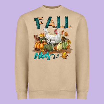 Fall Vibes Chicken Heavyweight Sweatshirt Designed By Lillyallendesigns