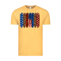 Vintage Mustard back to blue brushstroke Vintage Tee - CowGirlArtShop