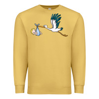 Antique Gold stork with baby boy Premium Sweatshirt - BarkalooDesign