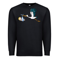 Black stork with baby boy Premium Sweatshirt - BarkalooDesign