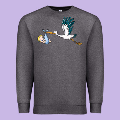 Stork With Baby Boy Premium Sweatshirt Designed By Barkaloodesign