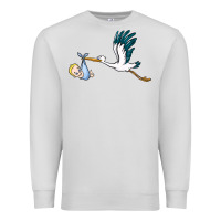 Dove Grey stork with baby boy Premium Sweatshirt - BarkalooDesign