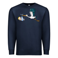 Navy stork with baby boy Premium Sweatshirt - BarkalooDesign