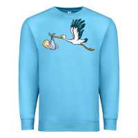 Ocean Blue stork with baby boy Premium Sweatshirt - BarkalooDesign
