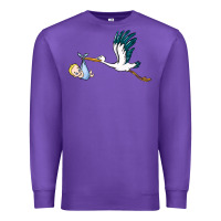 Purple stork with baby boy Premium Sweatshirt - BarkalooDesign