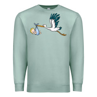 Seafoam stork with baby boy Premium Sweatshirt - BarkalooDesign