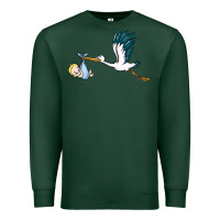Sports Green stork with baby boy Premium Sweatshirt - BarkalooDesign