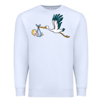 White stork with baby boy Premium Sweatshirt - BarkalooDesign