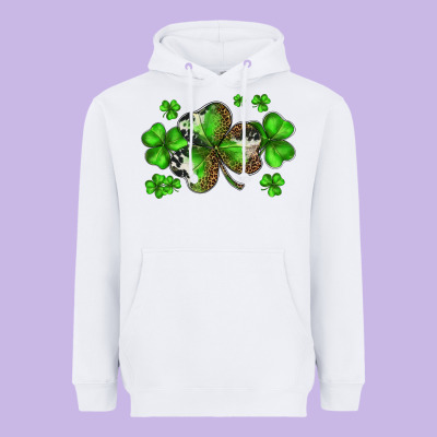St. Patricks Day Shamrocks Heavyweight Hoodie Designed By Barkaloodesign