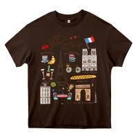 Chocolate Brown paris bonjour eiffel tower paris lover paris traveling vacay Heavy Core Tee - trangStudio