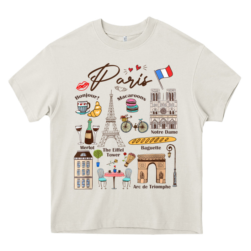 Paris Bonjour Eiffel Tower Paris Lover Paris Traveling Vacay Heavy Core Tee by trangStudio | Teevron