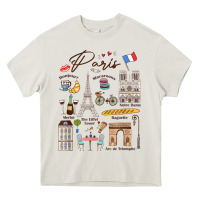 Cream paris bonjour eiffel tower paris lover paris traveling vacay Heavy Core Tee - trangStudio