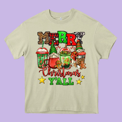 Merry Christmas Y'all Gnome Coffee Heavy Core Tee Designed By Jasminsmagicworld