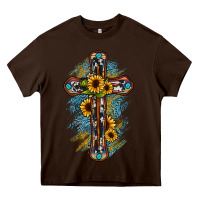 Chocolate Brown cross Heavy Core Tee - JahusDesignShop