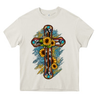 Cream cross Heavy Core Tee - JahusDesignShop
