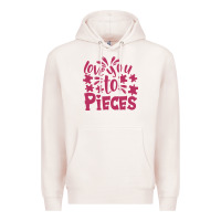 Pale Pink love you to pieces Premium Hoodie - CowhideDigitalArt