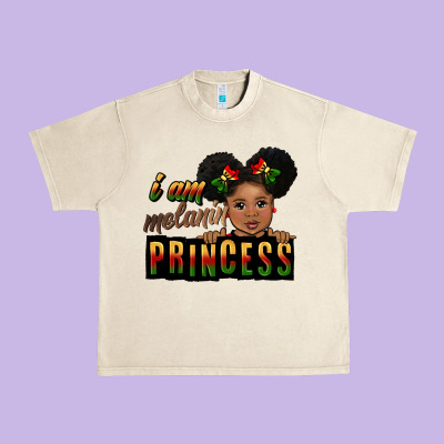 I Am Melanin Princess Black Peekaboo Urban Heavy Tee Designed By Cowgirlartshop